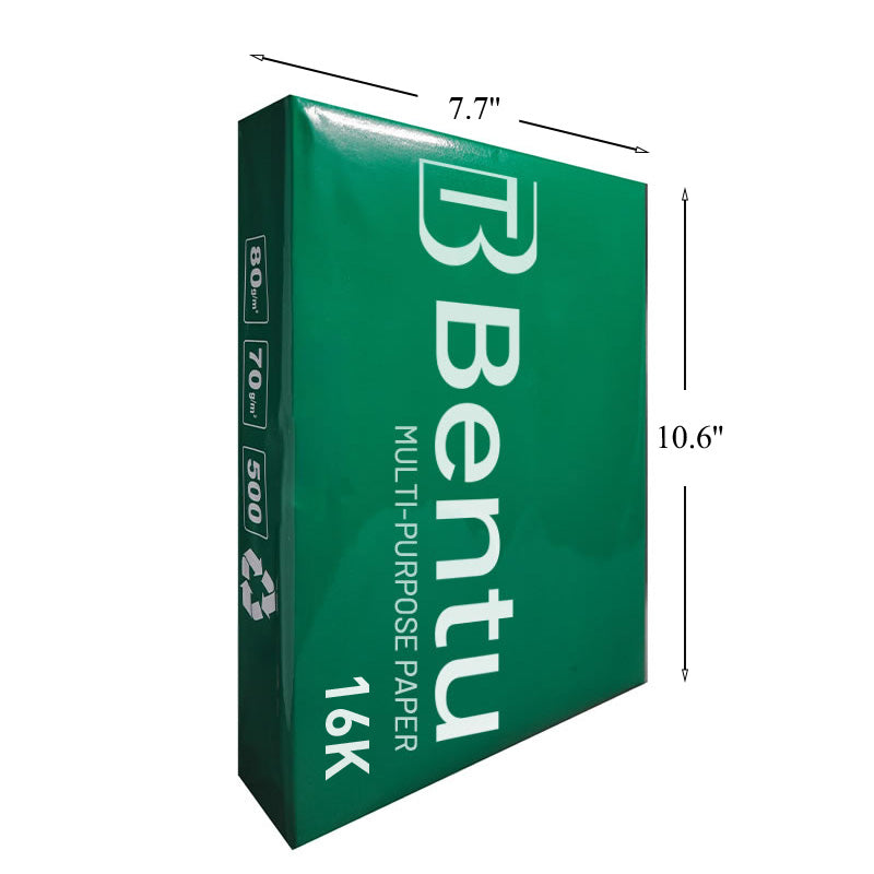 Bentu 10.6" x 7.7" (16K) Copy Paper, 34.15 lbs.,103 Brightness, 500 Sheets/Ream, 8 Reams/Carton