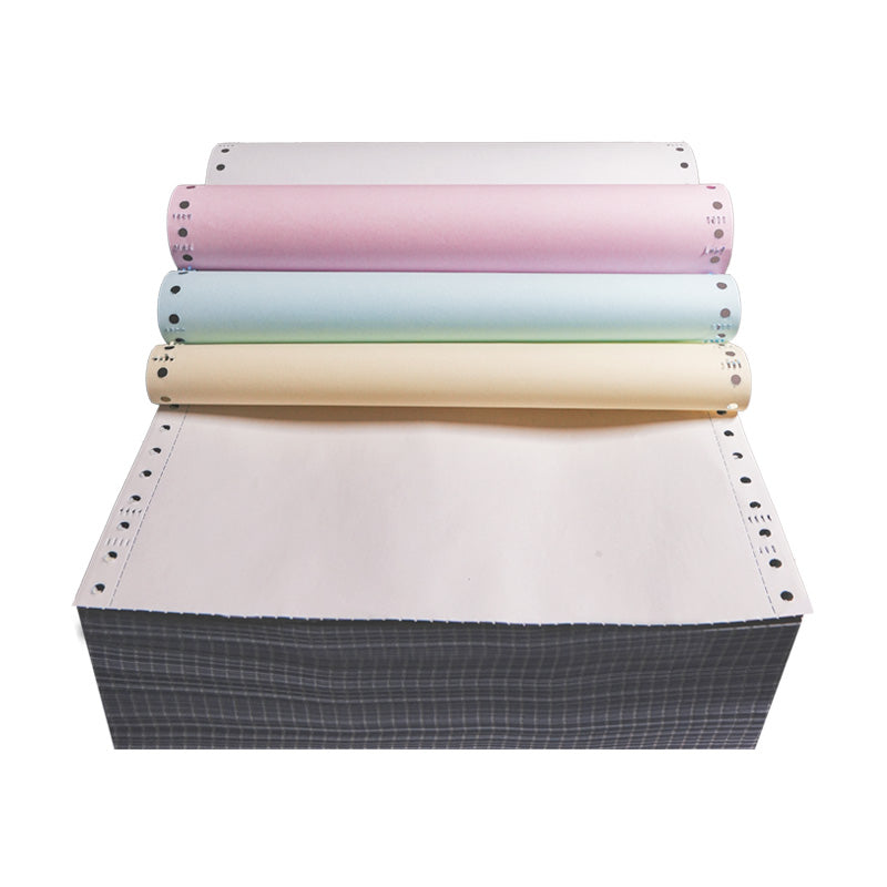 Bentu Continuous Paper, 9.5" x 5.5", 8 lbs., White-Red-Blue-Yellow, 1000 Sheets/Carton