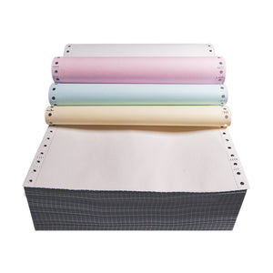 Bentu Continuous Paper, 9.5" x 5.5", 8 lbs., White-Red-Blue-Yellow, 1000 Sheets/Carton