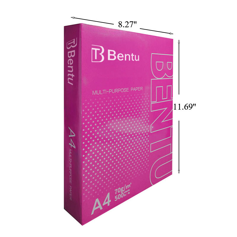 Bentu 8.27" x 11.69" (A4) Copy Paper, 46 lbs.,103 Brightness, 500 Sheets/Ream, 8 Reams/Carton