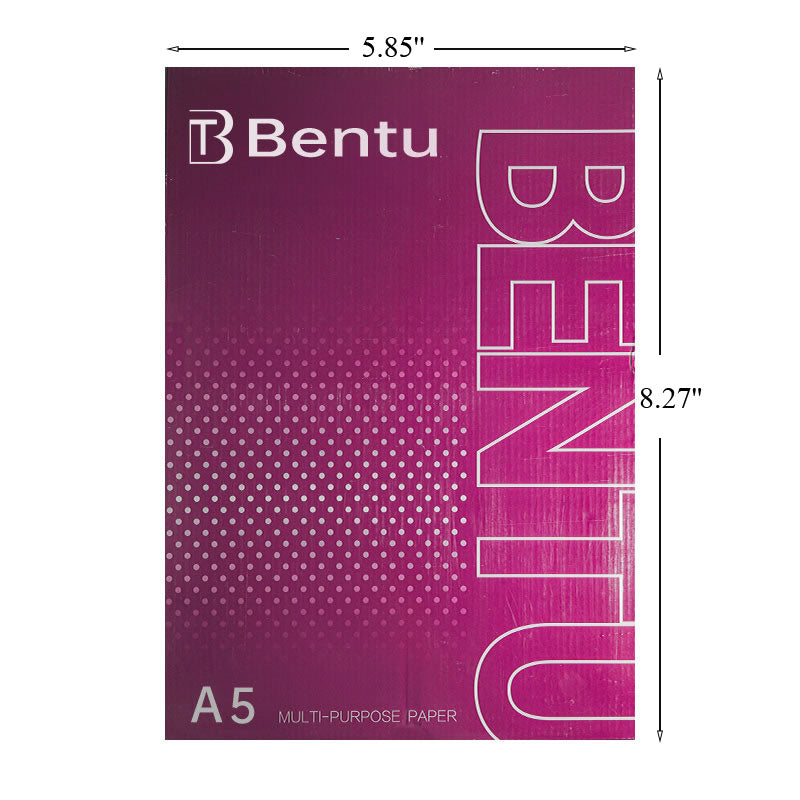 Bentu 5.85" x 8.27" (A5) Copy Paper, 40.15 lbs.,103 Brightness, 500 Sheets/Ream, 16 Reams/Carton